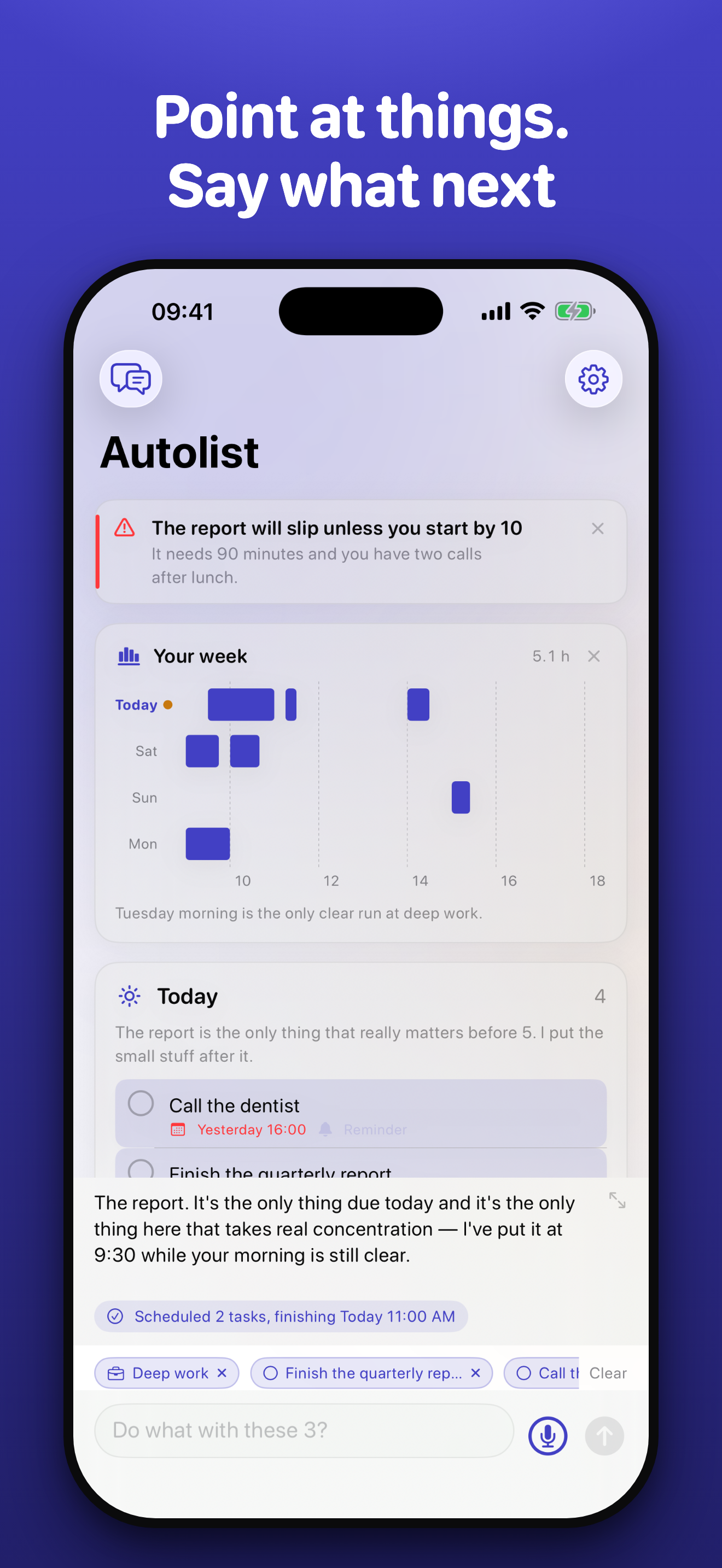 Autolist acting on selected tasks